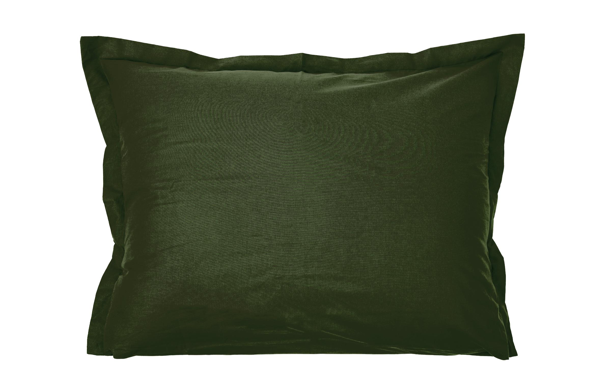 Навлака за перница со раб 50/70 см Ранфорс, темно зелена , Ранфорс  1